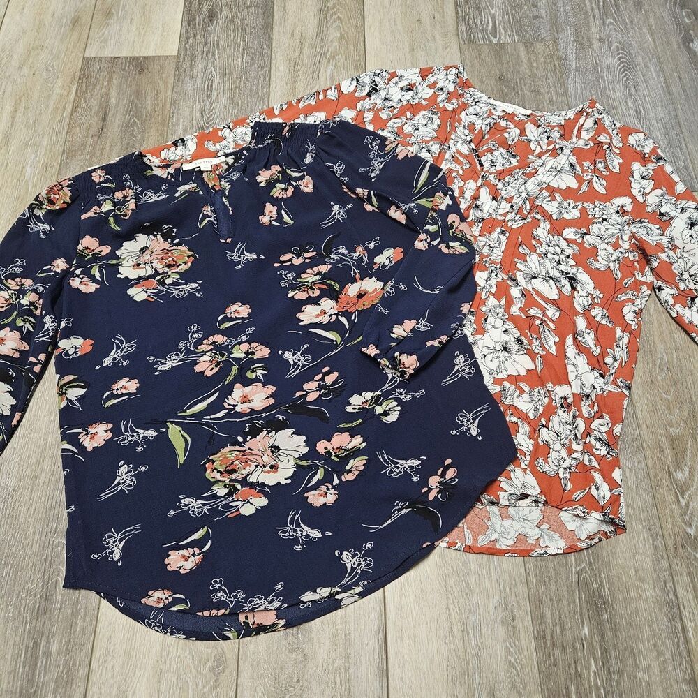 Fun 2 Fun Bundle 2 Blouse Stitch Fix Maley Kenmore Floral Navy Women's Small